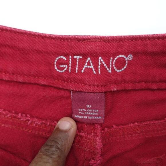 Gitano Jeans Women's‎ 16 Red Denim Cotton Stretch Relaxed Fit Straight Leg - Picture 5 of 7